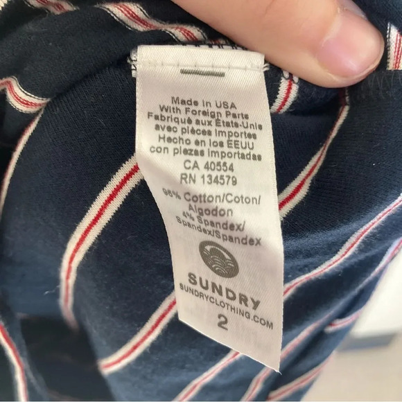 ANTHROPOLOGIE Sundry Fabian Shirt Dress Faux Wrap Gathered Striped Size Medium - Picture 6 of 8